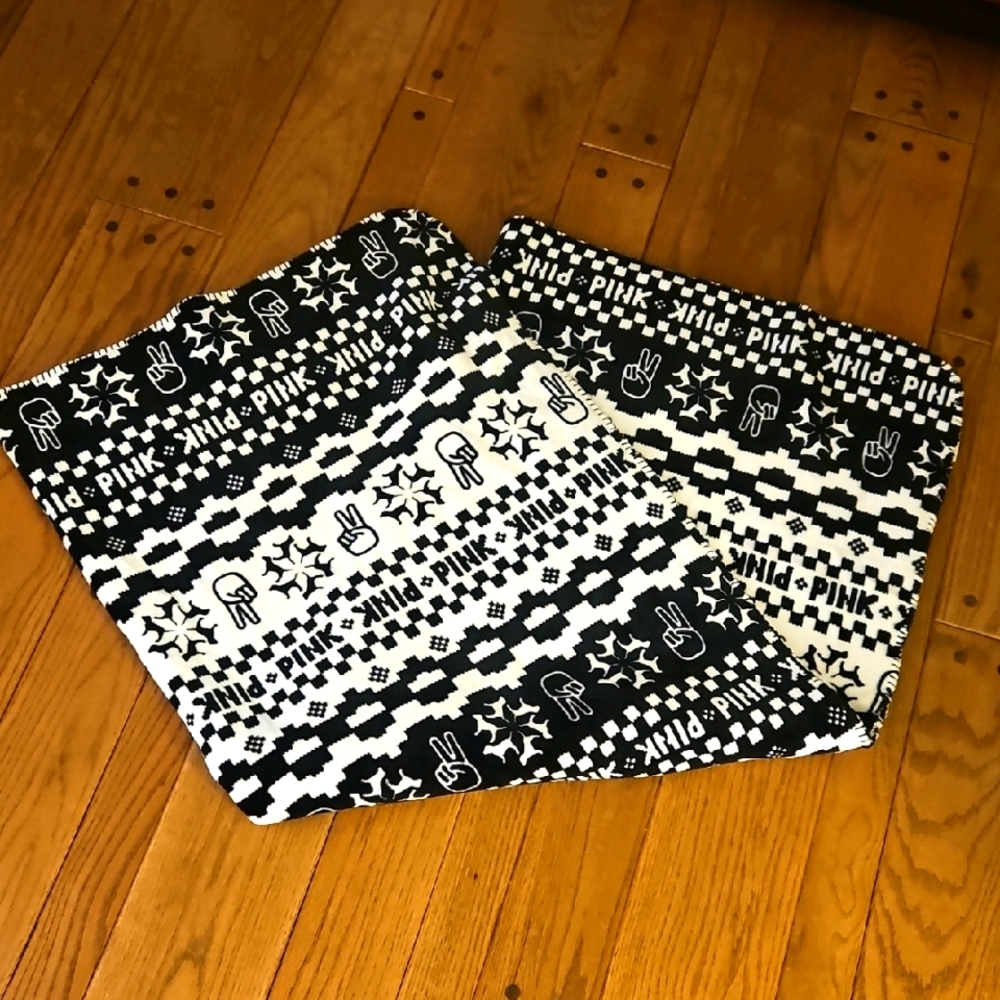 Victoria's Secret Pink Black and White Blanket